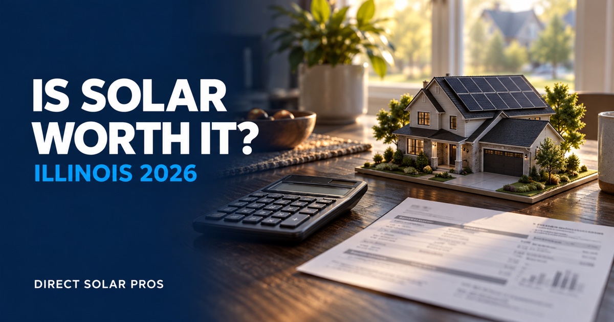 Is Solar Worth It? Illinois 2026 — Direct Solar Pros guide with a model solar home and calculator